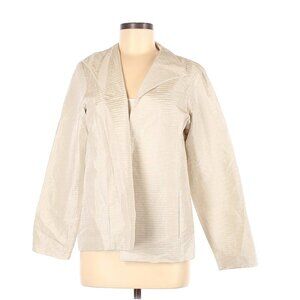 Eileen Fisher Jacket M Silk Cocktail Lightweight Pleated Textured Ivory Party